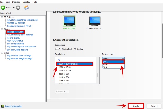 Setting Highest Resolution and Refresh Rate in NVIDIA Control Panel