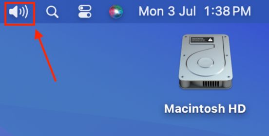 click the volume control icon on Mac