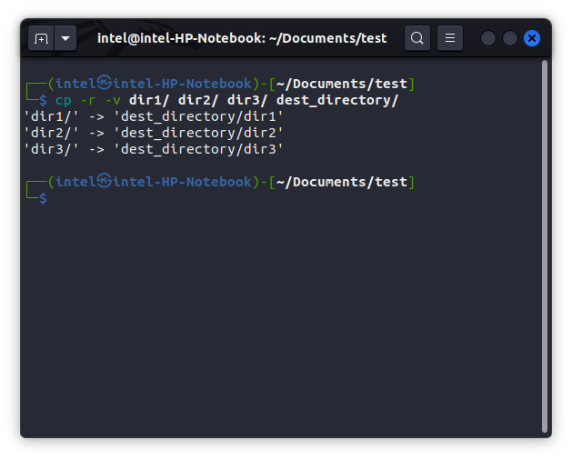 copying multiple directories using cp
