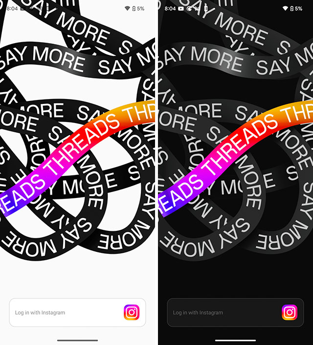 dark mode threads android app