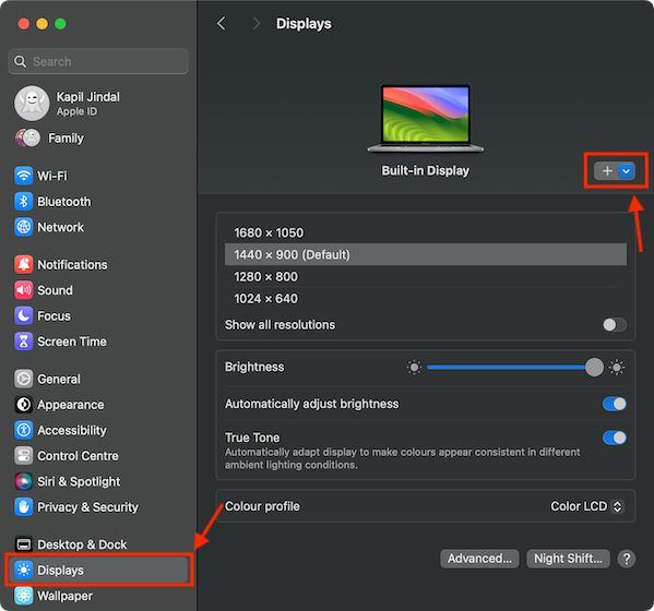 MacBook's settings