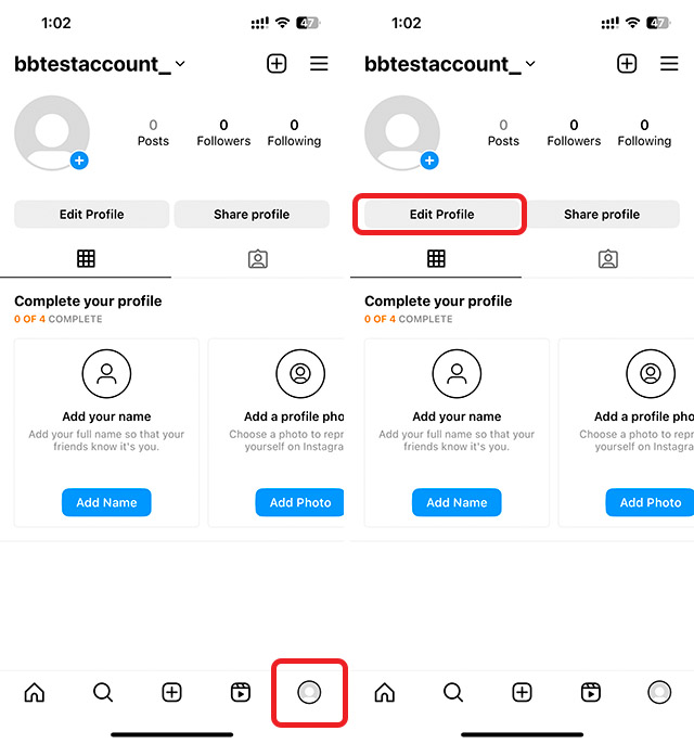 edit instagram profile to change threads username