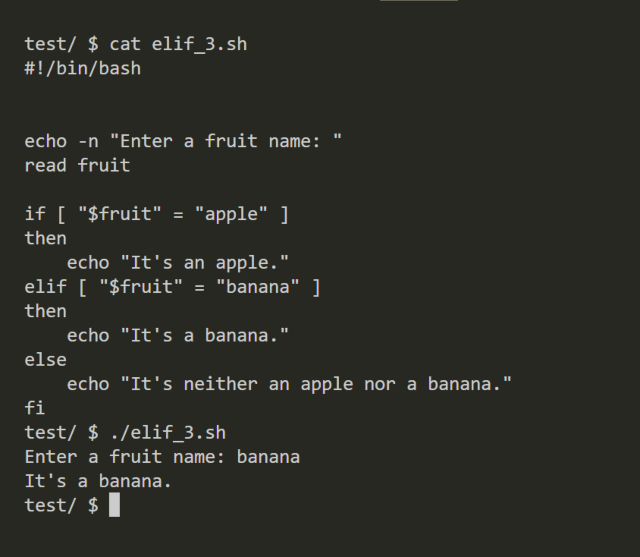 using the elif as conditional statement in a Linux bash script
