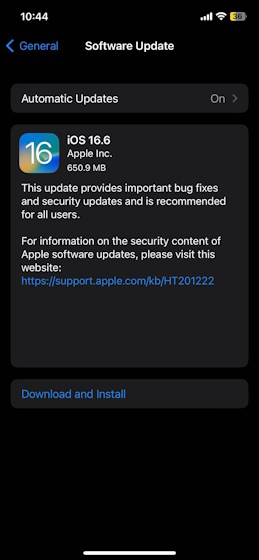 iOS 16.6 security update