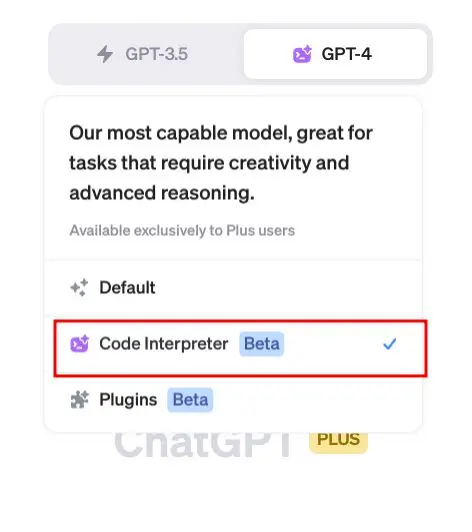 move to gpt 4 model and choose code interpreter