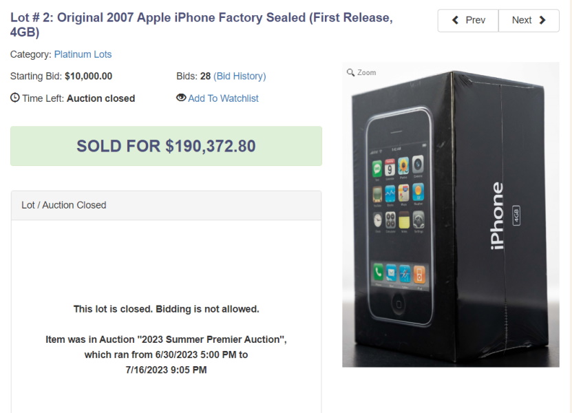 original iPhone auction