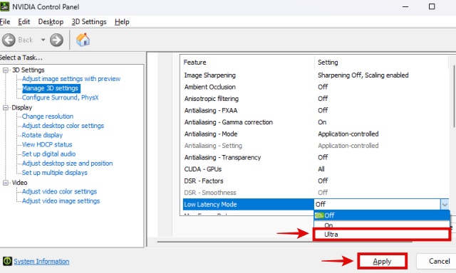 Low Latency Mode in NVIDIA Control Panel