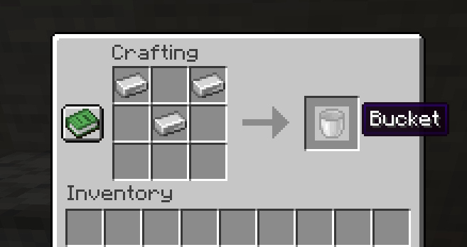 minecraft bucket crafting recipe