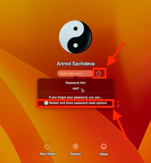 Reset MacBook Password on lock screen