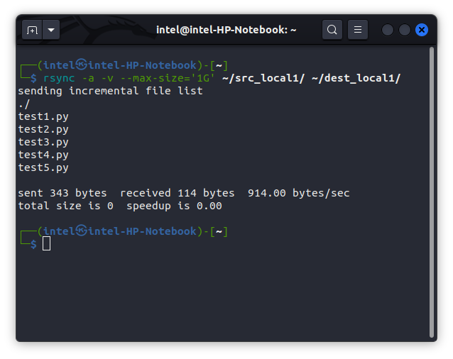 setting max file size limit to copy using the rsync command in Linux