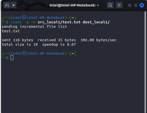 syncing a single file using rsync in a local Linux system