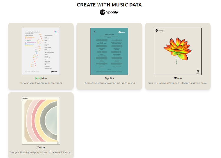 The different templates available for generating art in n-gen art.