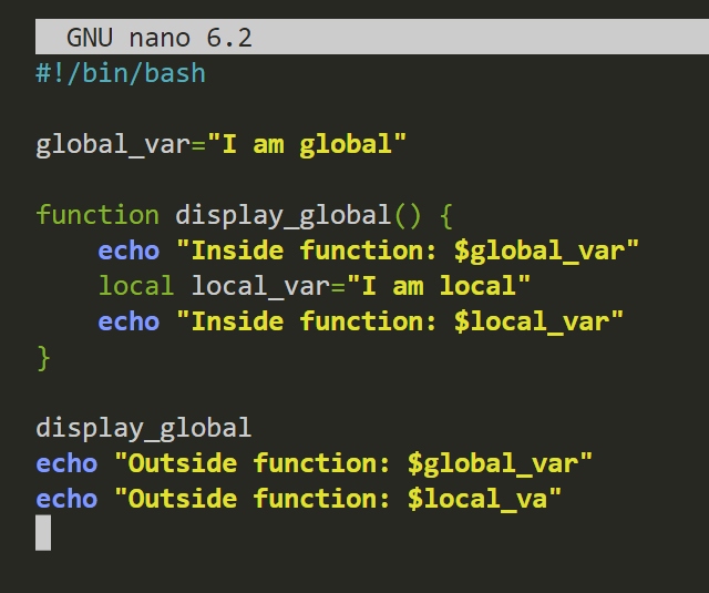 bash script to show the difference between local and global variables