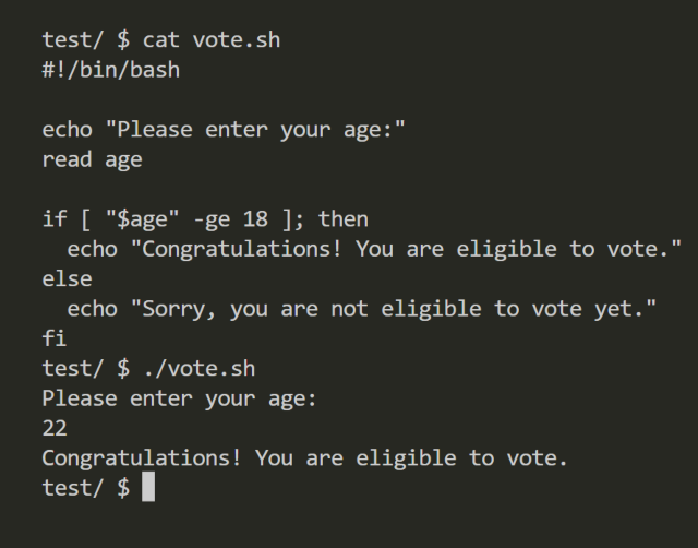 checking eligibilty of voting with a bash script