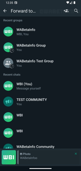WhatsApp forward to a new group option