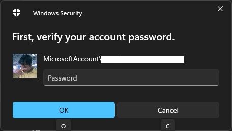 verify microsoft account password in windows 11