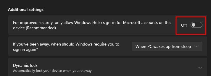 disable windows hello sign-in option on windows 11