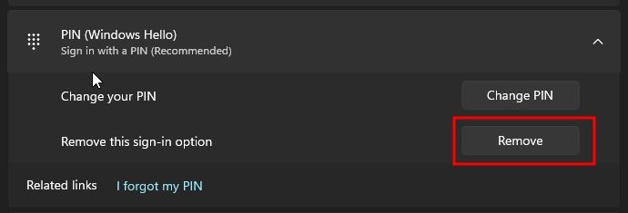 How to Remove PIN (Greyed Out) from Windows 11