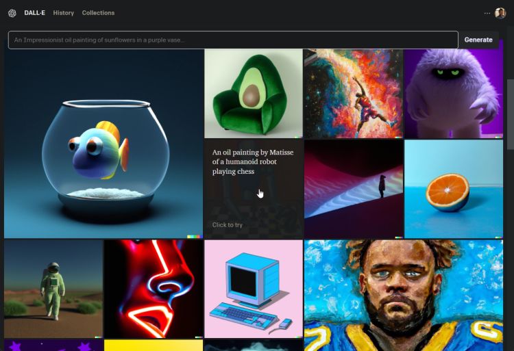 Dall E web interface