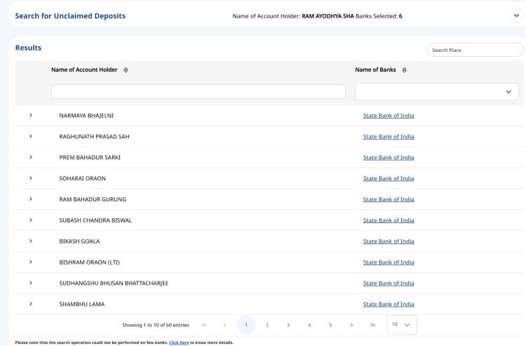 unclaimed bank deposits in UDGAM portal