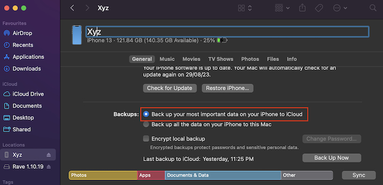 Backup iPhone to Mac