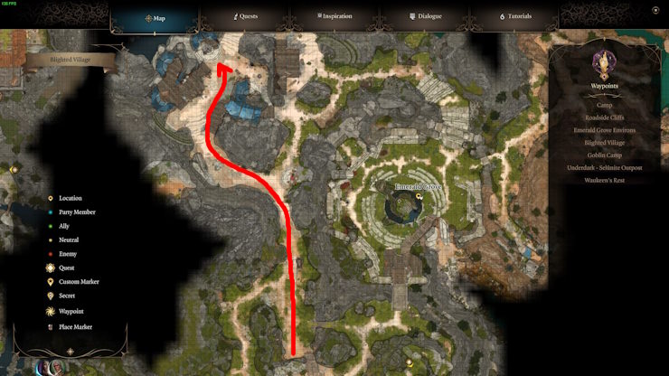 Baldur's Gate 3 Dammon location via map