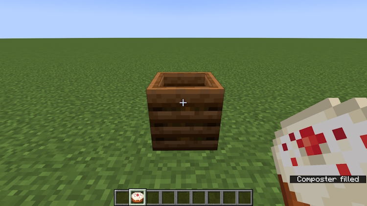 Composting a cake in Minecraft