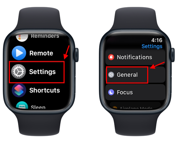 General settings on Apple Watch
