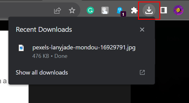 Chrome download notification in the status bar after the new update