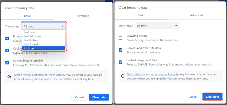 Clearing all time cache on Google Chrome