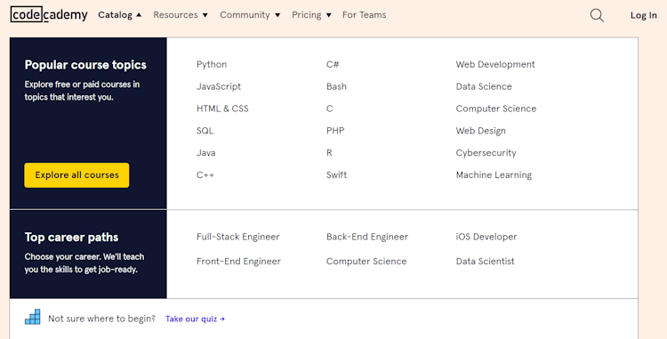 Codeacademy website interface