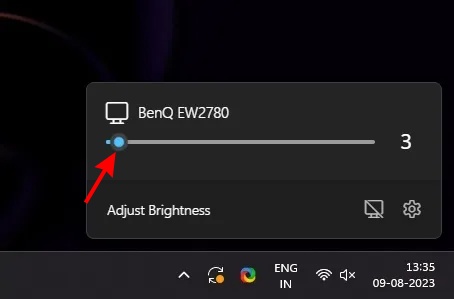 Drag slider to adjust monitor brightness