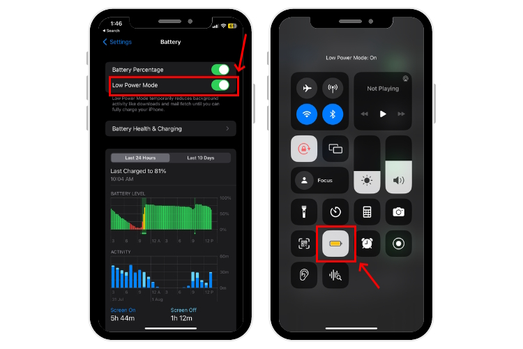 Enable Low Power Mode on iPhone