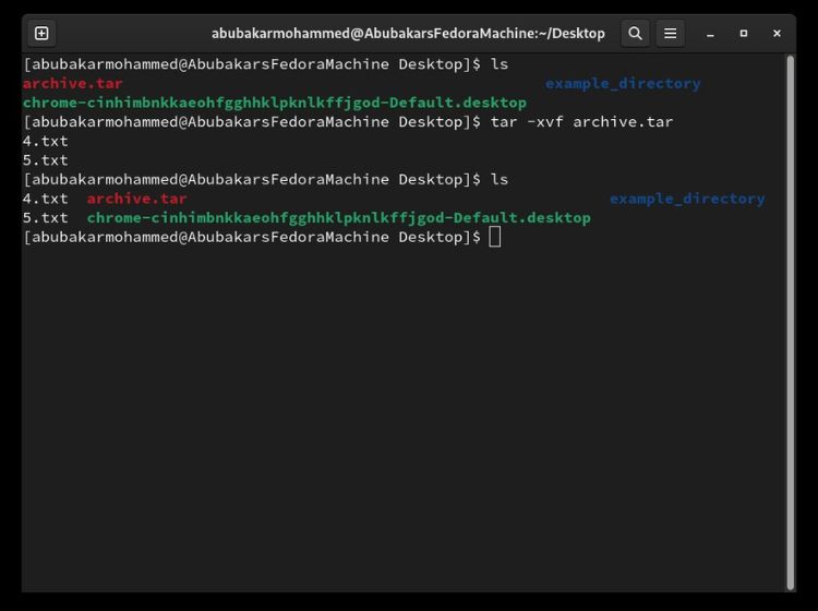 Extracting a Tar file