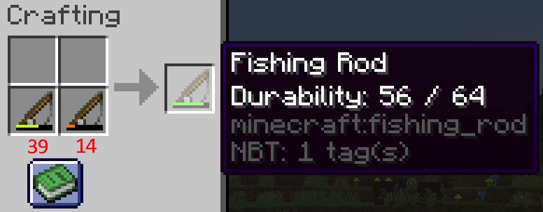 Repairing a fishing rod in Minecraft