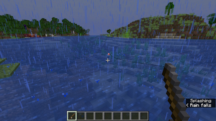 Reduzindo o tempo do processo de pesca quando chove no Minecraft
