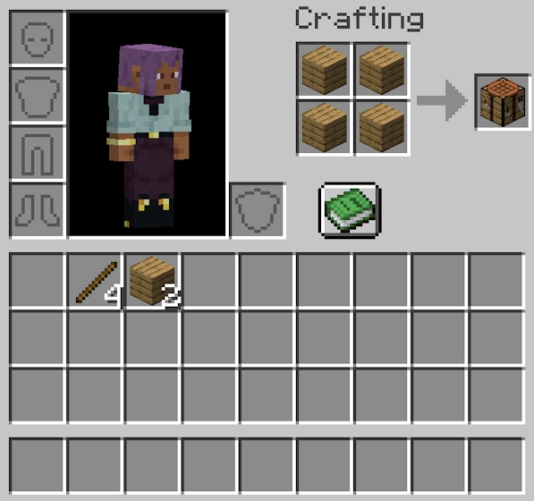 Making a crafting table in Minecraft