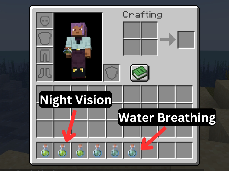 Useful Potions for finding the heart of the sea in Minecraft