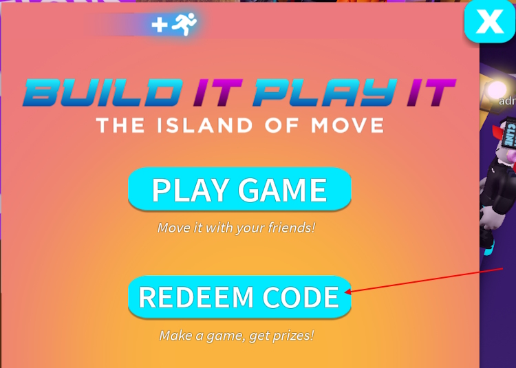 Island of move Redeem code button