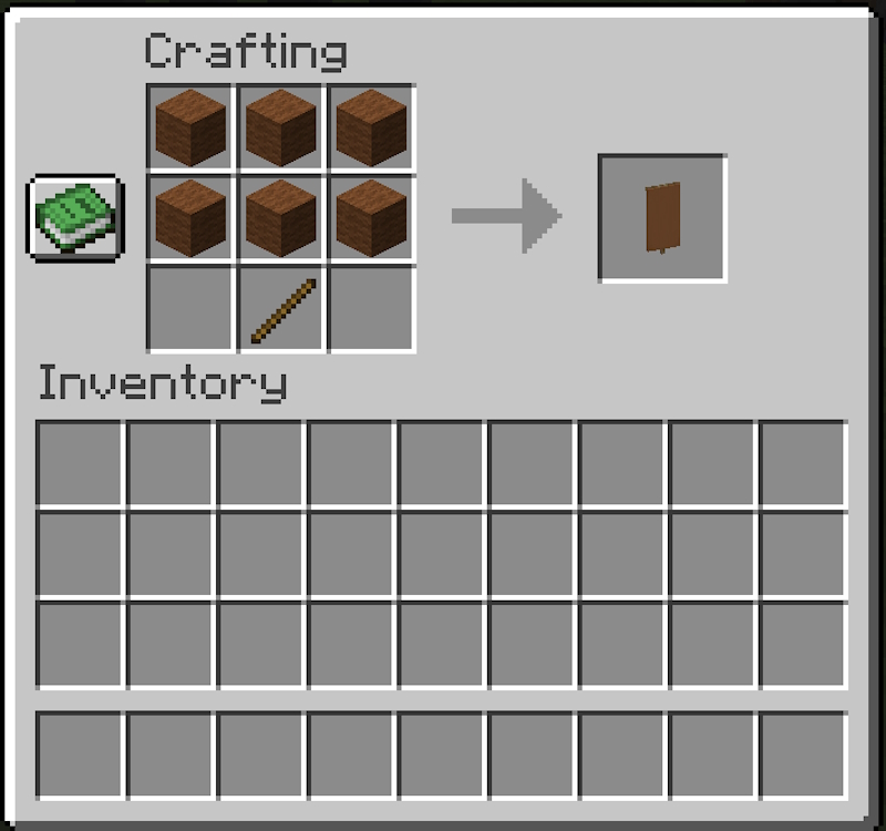 Crafting recipe for a brown banner
