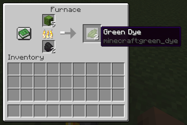 Smelted cactus produces green dye in Minecraft