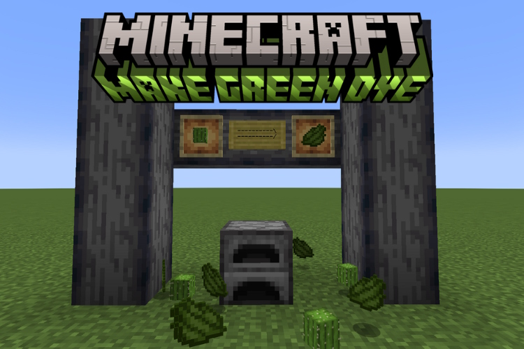 Furnace and cacti and green dye items around