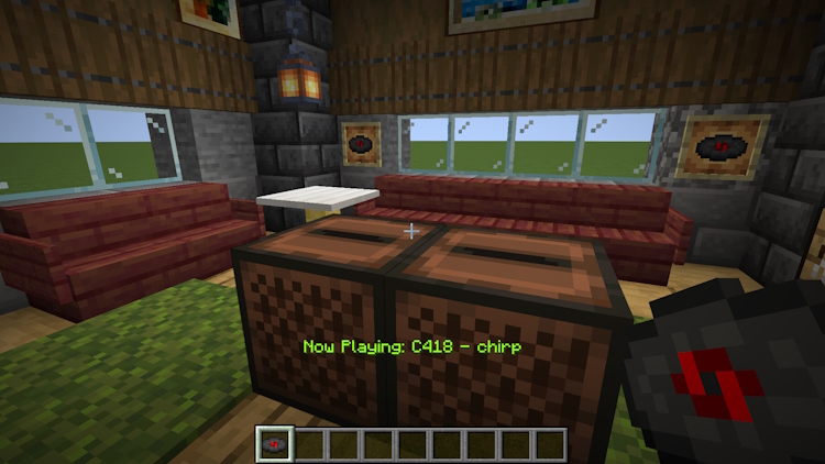 Playing the music disc Chirp in Minecraft