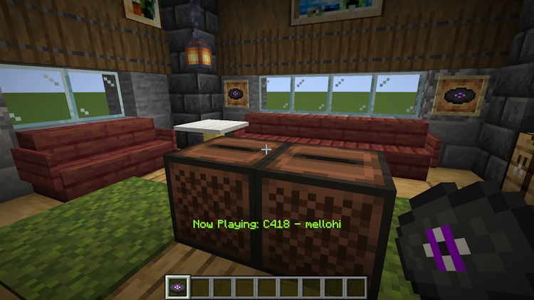 Playing the music disc Mellohi in Minecraft