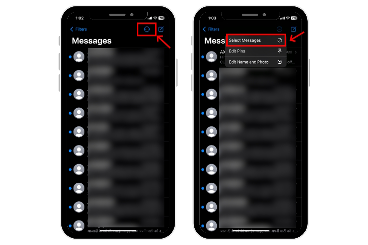 Open the Messages app on iPhone and select messages