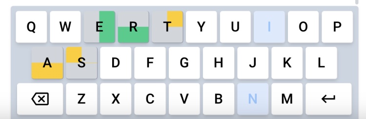 A screenshot of quordle keyboard 