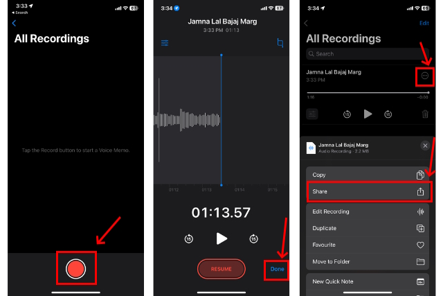 Record and Share a recording in Voice Memos on iPhone