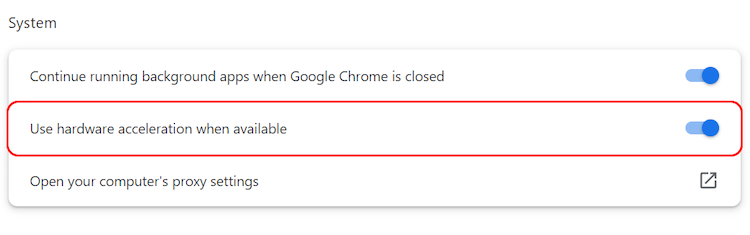 Hardware acceleration enabled on Google Chrome