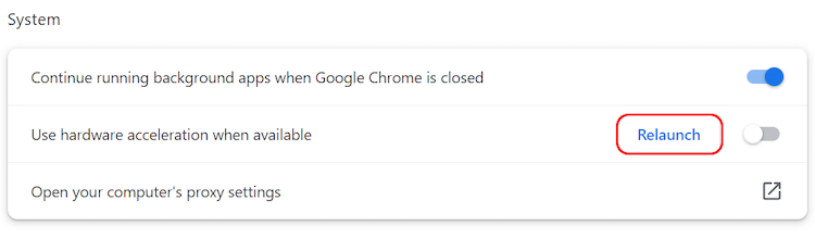Disable hardware acceleration on Google Chrome