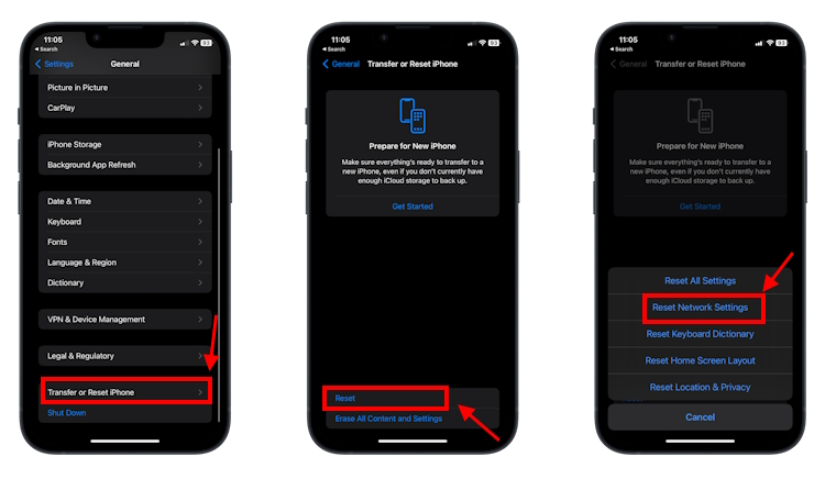 Reset Network Settings on iPhone